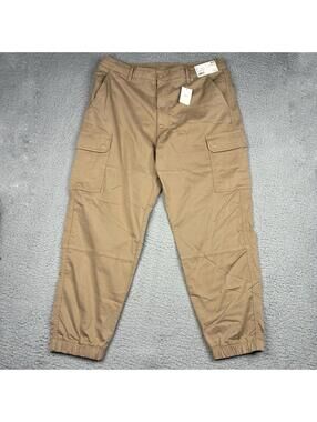 Uniqlo Cargo Jogger Pants Mens XL Khaki Tan Stretch Tapered Mid Rise NWT